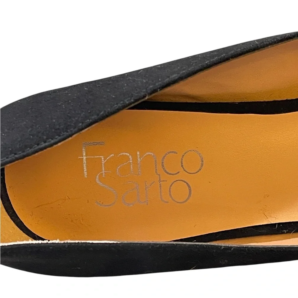 Franco Sarto Black Suede & Faux-Croc Leather Pointed Toe Kitten Heels - Picture 5 of 5